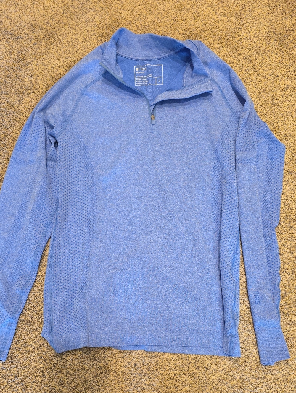 FIGS Women’s Zip-Up Pullover Sweater - Light Blue